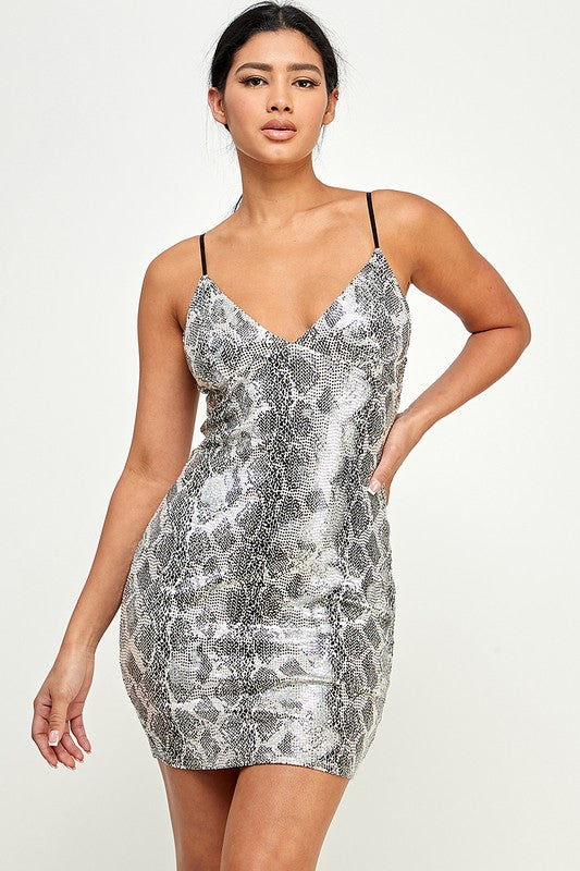 V Neck Snake Skin Print Maxi Dress – Wear.Style
